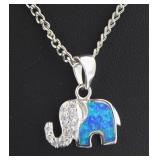 Gorgeous Blue Opal Designer Elephant Pendant