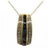 10kt Gold Natural Sapphire & Diamond Necklace