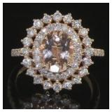 14kt Rose Gold 2.66 ct Morganite & Diamond Ring