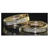 14kt Gold Princess Cut 1/2 ct Diamond Huggie Hoops