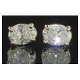 14kt Gold Oval 3/4 ct Diamond Stud Earrings