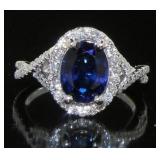 14kt Gold 3.03 ct Sapphire & Diamond Ring