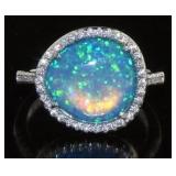 Stunning 4.25 ct Blue Opal & White Topaz Ring