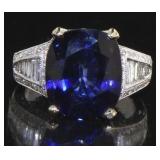 14kt Gold 9.84 ct Sapphire & Diamond Ring