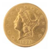 1894-S AU Liberty Head $20 Gold Double Eagle