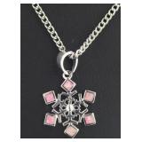 Beautiful Pink Opal Designer Snowflake Pendant