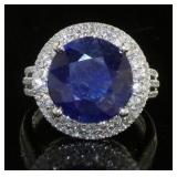 14kt Gold 7.91ct Sapphire and Diamond Ring