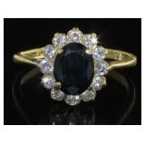 14kt Gold Natural Sapphire & Diamond Ring