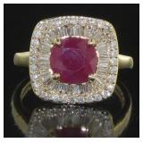 14kt Yellow Gold 2.61 ct Ruby & Diamond Ring