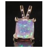 Princess Cut Pink Fire Opal Designer Necklace