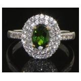Oval 1.70 ct Emerald & White Topaz DBL Halo Ring