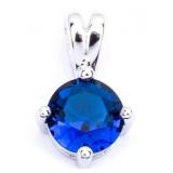 Round Cut 2.00 ct Sapphire Solitaire Pendant