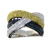 Genuine 1.25 ct Fancy Blue-Yellow Diamond Ring