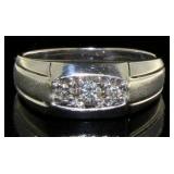 10kt Gold 3 Stone Diamond Wedding Ring