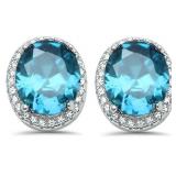 Oval 4.10 ct Aquamarine Designer Earrings