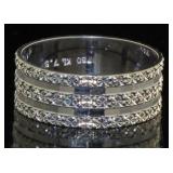 18kt White Gold Diamond Cut Wedding Eternity Band