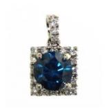 14kt Gold Fancy Blue 1.18 ct Diamond Pendant