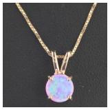 Round Cut Pink Opal Designer Necklace