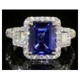 14kt White Gold 5.45 ct Sapphire & Diamond Ring