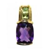10kt Gold Natural Amethyst & Peridot Pendant