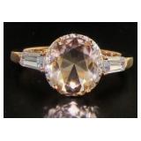 Oval 2.25 ct Morganite & Baguette Ring