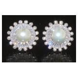 Stunning Pearl & White Topaz Designer Earrings