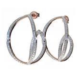 Rose Toned Diamond Accent Hoop Earrings