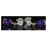 14kt Gold Natural 4.50 ct Amethst/Diamond Earrings