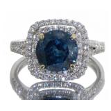 14kt Gold 3.24 ct Round Fancy Blue Diamond Ring