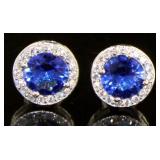 Round Tanzanite & White Topaz Earrings