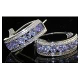 Natural Channel Set Tanzanite & Diamond Earrings