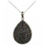 Pear Cut 1.00 ct Natural Black Diamond Necklace