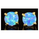 Stunning 2.00 ct Blue Opal Solitaire Earrings