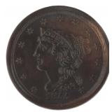 1855 (Slant 5) Braided Hair Copper Half Cent