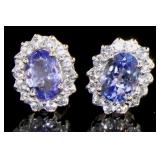 Natural Oval 2.50 ct Tanzanite & Zircon Earrings