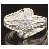 Genuine 1/2 ct Baguette Diamond Cluster Ring