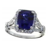 14kt Gold 4.40 ct Sapphire & Diamond Ring