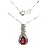 Beautiful Pear Cut Ruby & White Topaz Pendant