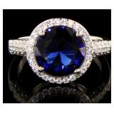 Brilliant 4.10 ct Sapphire & White Topaz Ring