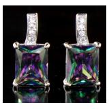 Radiant Cut Mystic Topaz & CZ Fashion Earrings
