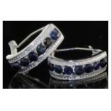 Genuine 2.00 ct Sapphire & Diamond Earrings