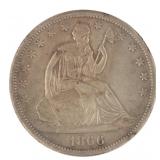 1866-S Seated Liberty Silver Half Dollar *RARE