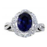 14kt Gold 2.91 ct Oval Sapphire & Diamond Ring