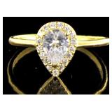 Pear Cut White Topaz Designer Ring