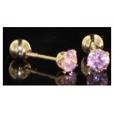 10kt Gold Pink Topaz Stud Earrings