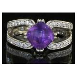 14kt Gold Natural Amethyst & Diamond Ring *HEAVY