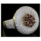 Elegant Red & White Topaz Cocktail Ring