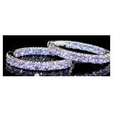 Natural 3.80 ct Tanzanite Hoop Earrings
