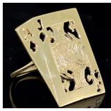10kt Gold Ace & Jack Card Ring