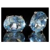 Natural 4.00 ct Oval Blue Topaz Earrings